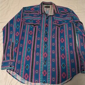 Vibrant Western Button-Up Shirt
